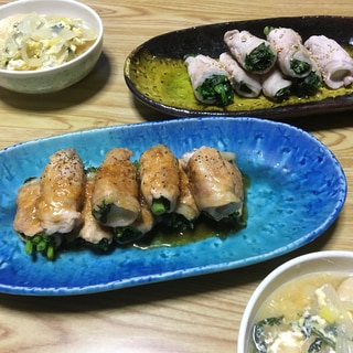 フライパンで簡単蒸し焼き！葉野菜の肉巻き